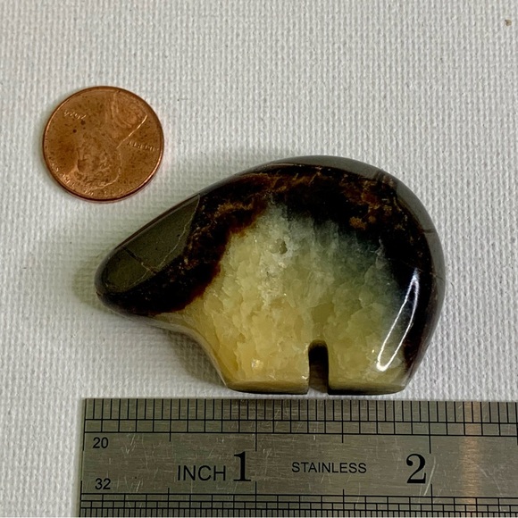 Geode Septarian Nodule Bear Figurine Carved Zuni Style Dragon Stone Carving 2" - Picture 11 of 12